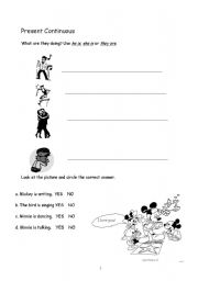 English worksheet: PRESENT CONTINUOUS