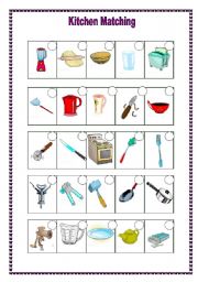 English Worksheet: kitchen matching  (09.07.09)