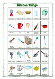 English Worksheet: Kitchen Things (09.07.09)