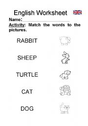 English Worksheet: FARM ANIMALS MATCHING WORKSHEET