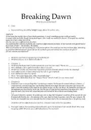 English Worksheet: Breaking Dawn Ch 1 - 4 Reading Com