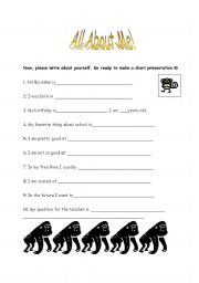 English Worksheet: All About Me! part2