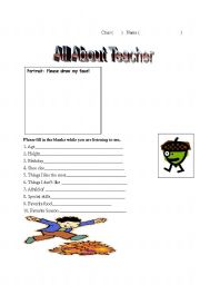 English Worksheet: All About Me Part1