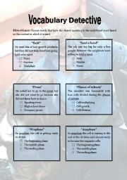 English Worksheet: Vocabulary Detective (second 15 min of Twilight movie)