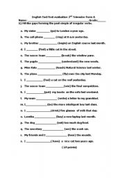 English Worksheet: PAST SIMPLE IRREGULARS VERBS