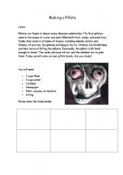 English worksheet: Making a Pinata