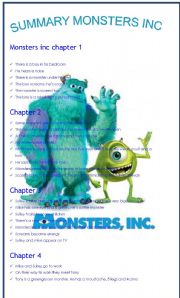 English Worksheet: MONSTERS INC SUMMARY