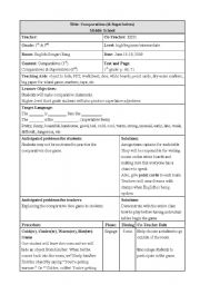 English Worksheet: Comparatives & Superlatives Lesson Plan