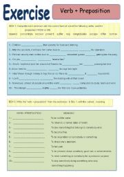 English Worksheet:  Verb + Preposition (from-on) exercise.