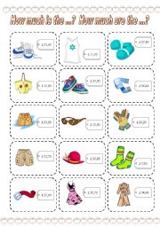 English Worksheet: How much is the ...? How much are the ...? GAME (3) (3 PAGES)