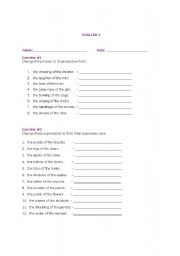 English Worksheet: Worksheet on possessive nouns