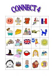 English Worksheet: SPEAKING:  Connect 4 (Revisions)