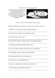 English Worksheet: relative sentences