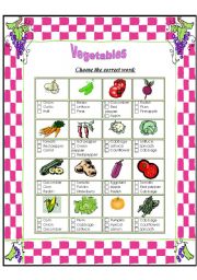 English Worksheet: Vegetables-multiple choice
