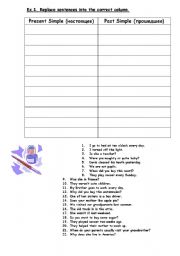 English worksheet: Pres.Simple and Past simple