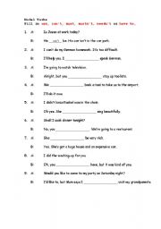 English worksheet: Modal Verbs (Part 1)