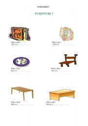 English Worksheet: Furniture Vocabulary Practise for Elementary Ss