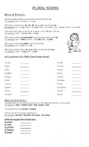 English Worksheet: PLURAL NOUNS