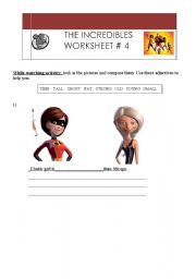 English worksheet: the incredibles worksheet 4