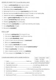 English Worksheet: ADVERBS AND ADJECTIVES