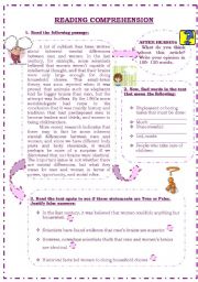 English Worksheet: Differences between men and womens brains - reading