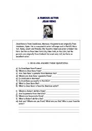 English Worksheet: Jean Reno - a famous actor