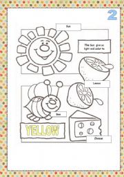 English Worksheet: Color cards for painting YELLOW
