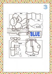 English Worksheet: Color cards for painting BLUE