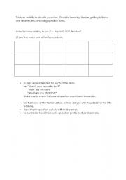 English worksheet: getting to know you