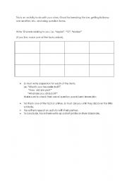 English Worksheet: getting to know you