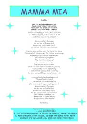 English Worksheet: Mamma mia - lyrics worksheet