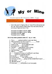 English Worksheet: My  or Mine