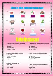 English Worksheet: At the Restaurant