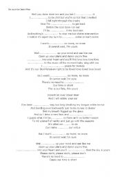 English worksheet: I`m yours a song for teenagers and adults