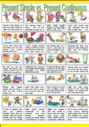 English Worksheet: PRESENT SIMPLE vs. PRESENT CONTINUOUS are ALWAYS AT WAR!