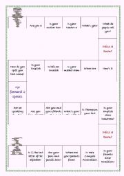 English Worksheet: Board game - short answers using verb to be