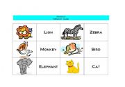 English Worksheet: Animals - Memory Game