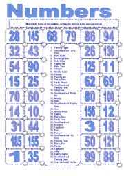 English Worksheet: Numbers