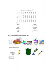 English worksheet: Bathroom Wordsearch