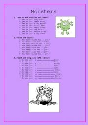 English worksheet: Monsters