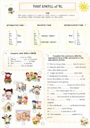 English Worksheet: past simple of be