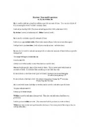 English Worksheet: Time Prepositions Grammar Guide