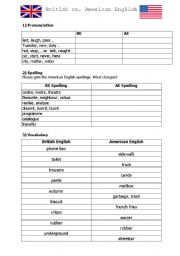 English Worksheet: British vs. American English