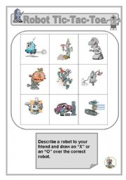 English Worksheet: Describing Robots Tic-Tac-Toe (Noughts and Crosses), Great for Practising Adjectives!!!!