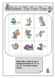 Describing Robots Tic-Tac-Toe (Noughts and Crosses), Great for Practising Adjectives!!!!