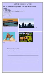 English worksheet: Describing a place...