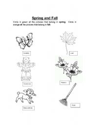 English Worksheet: Differences Between Spring and Fall