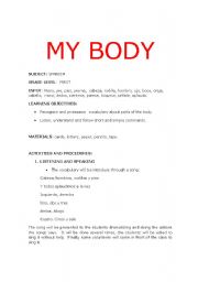 English worksheet: MY BODY