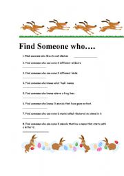 English worksheet:  find a person