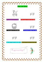 English worksheet: Preposition of place. Where is the mouse?